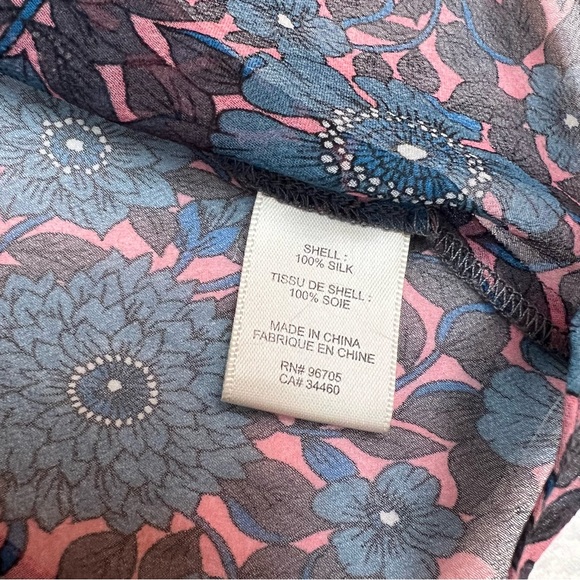 Rebecca Taylor Shibori Printed Blue Silk Ruffle Blouse Size S - Picture 11 of 12